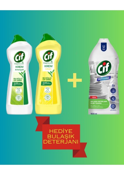 U-Pro 1500ML Bulaşık Deterjanı + Cif Krem Amonyak & Limon 750ML Temizlik Seti