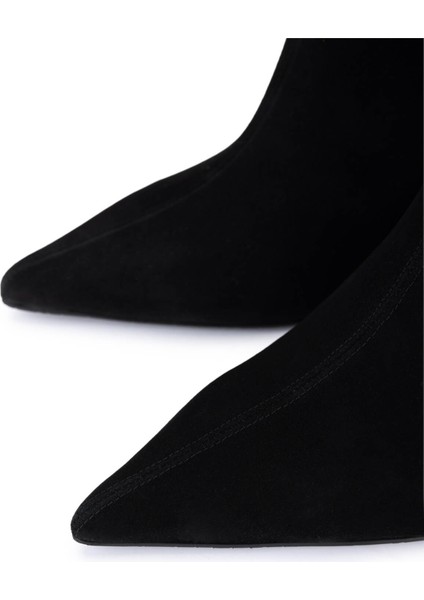 Kadın Siyah Süet Topuklu Bot 1138 5109 Bn Bot SK25-26 Syh Mts Suet modelleri