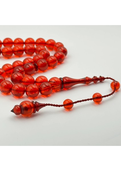 Sistemli Usta Işçilikli Kırmızı Küre Kesim Alman Ateş Kehribar Tespih fiyatları