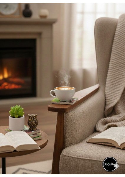 El yapımı!! Sınırlı Stok....Doğal Traverten Bardak Altlığı 4’lü Takım – Eskitme Kedi Desen – El Yapımı, Cila Kaplı fırsatları