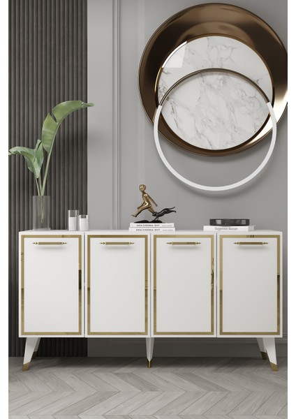 8225-128DD KB150 Konsol,tv Ünitesi Beyaz-Altın