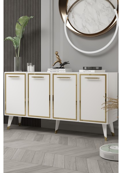 8225-128DD KB150 Konsol,tv Ünitesi Beyaz-Altın