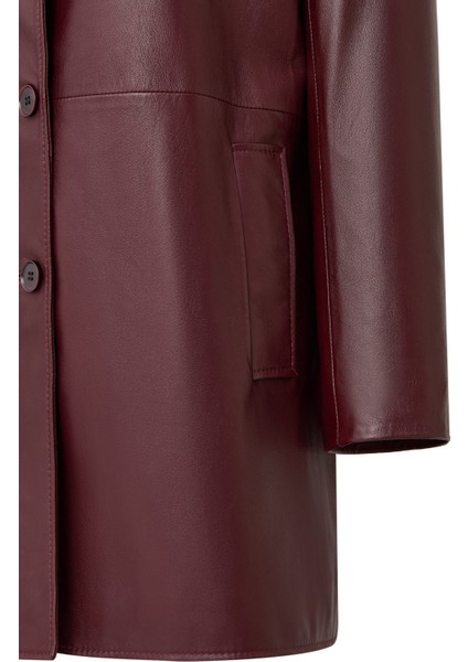 Emma Kadın Bordo Uzun Deri Kaban 25WGE5606U4 fırsatları