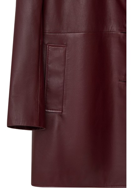 Emma Kadın Bordo Uzun Deri Kaban 25WGE5606U4 indirimleri