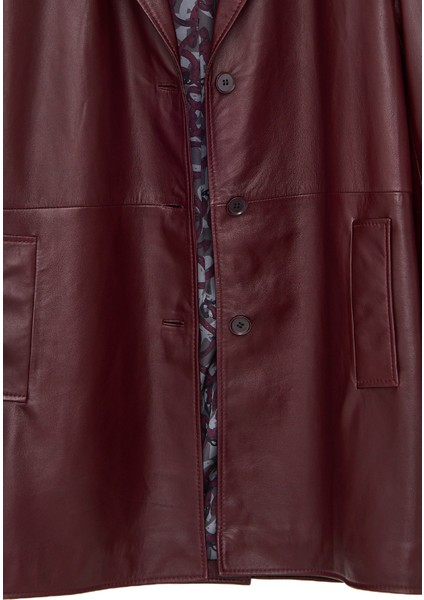 Emma Kadın Bordo Uzun Deri Kaban 25WGE5606U4