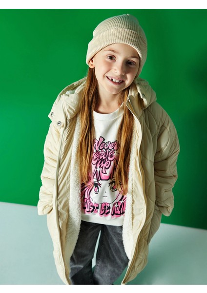 Lcw Kids Bej Kapüşonlu Kapitone Kız Çocuk Mont