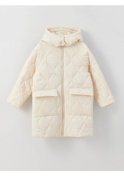 Lcw Kids Bej Kapüşonlu Kapitone Kız Çocuk Mont modelleri