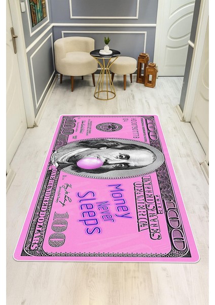 Modern Dolar Desen Dijital Baskı Kaymaz Taban Halı H0168