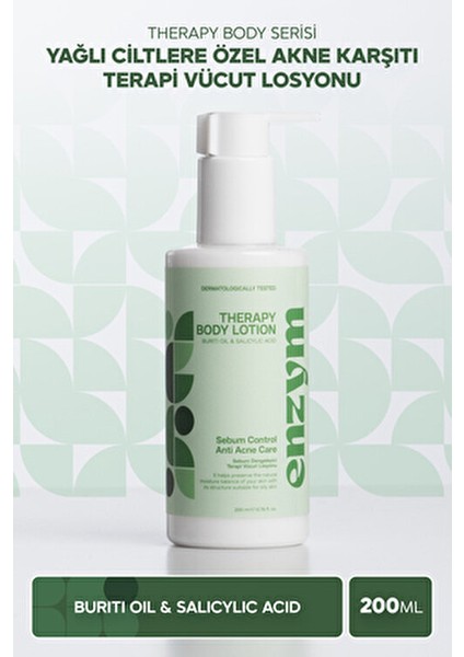 Yağlı Ciltlere Özel Akne Karşıtı, Sebum Dengeleyici Vücut Losyonu 200 ml (Salisilik Asit)