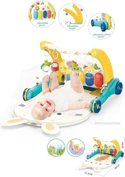 BIB6015 -Vardem Piyanolu 2 In 1 Bebek Yürüteci ve Tavşan Desenli Oyun Halısı fiyatları