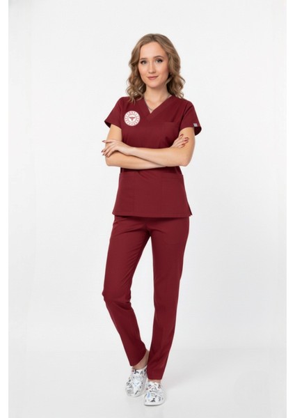 Unisex Bordo Lisans/lisans Üstü Sağlık Meslek Mensupları Scrubs Forma Takım(Sağlık Bak.yeni Yön.uygun) fiyatları