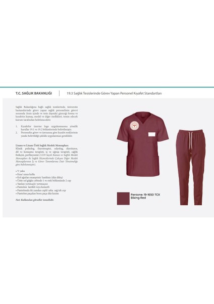 Unisex Bordo Lisans/lisans Üstü Sağlık Meslek Mensupları Scrubs Forma Takım(Sağlık Bak.yeni Yön.uygun)