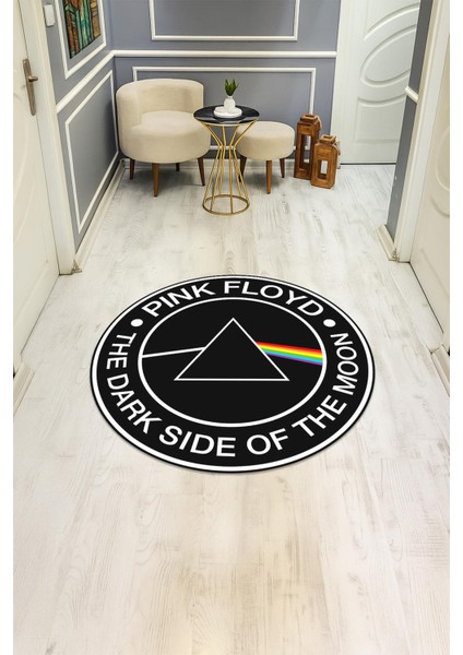 Yuvarlak Siyah Modern Dijital Baskı Kaymaz Taban Halı H1017