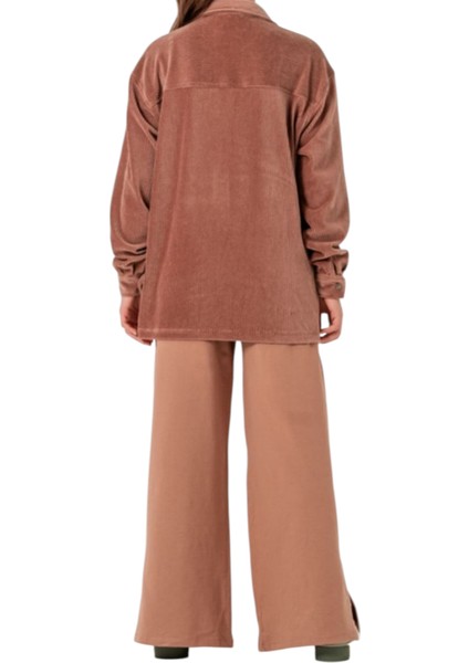 Kız Çocuk Kadife Kahverengi Renk Oduncu Gömlek Pantolonlu Oversize Kalıp Ikili Takım fiyatları