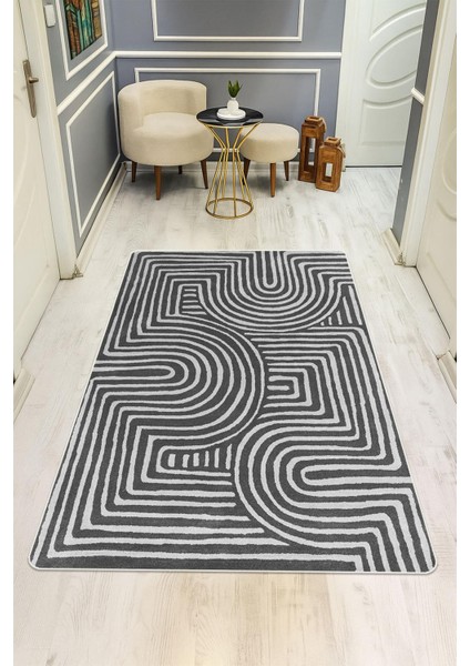 Modern Desenli Dijital Baskı Kaymaz Taban Halı H1128