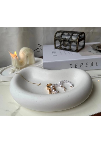 Oval Görünümlü Taş Tozu Dekoratif Tabak/kase