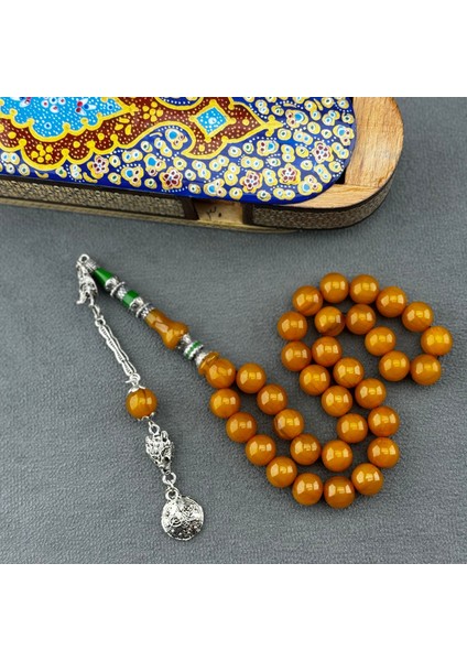 Alman Sıkma Nakkaş Imame Kehribar Tespih (Bülbül Atölye)