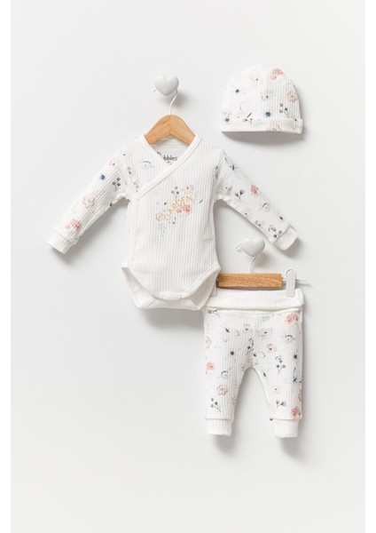 Çiçek Baskı Kruvaze Kız Bebek Takım