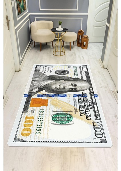 Modern Dolar Desen Dijital Baskı Kaymaz Taban Halı H0167