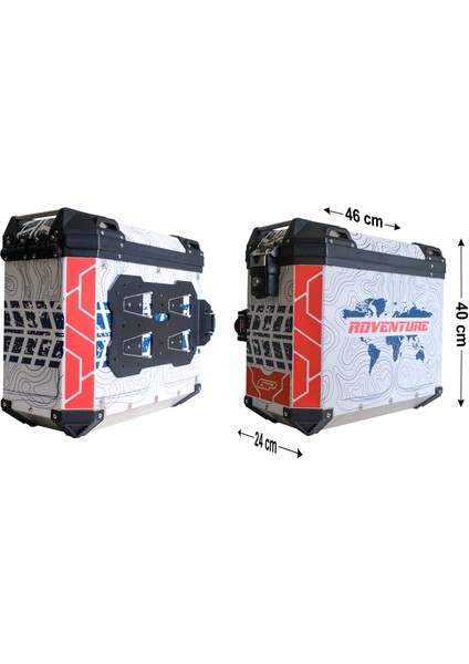 DSN09 Universal 40 Lt x 2 Desenli Alüminyum Motosiklet Yan Çanta Seti