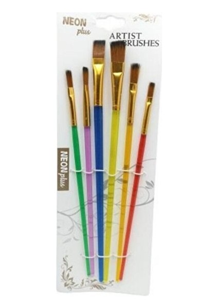 Yağlı & Akrilik Boya Artist Brushes Düz Kesik Uçlu Fırça Seti 6'lı