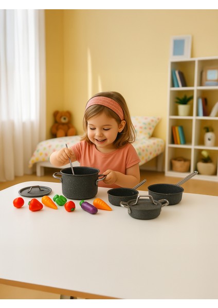 Mini Chef Granit Oyuncak Tencere Seti (Granit Kaplamalı)