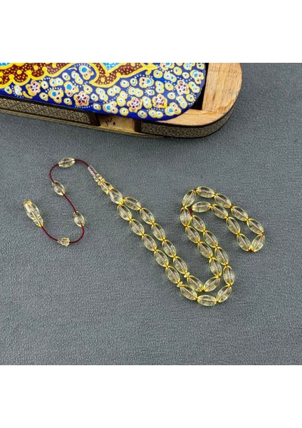 Eski Alman Blok Sıkma Kehribar Tespih