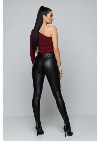 Bordo Tek Omuz Uzun Kollu Kaşkorse Kadın Bluz indirimleri