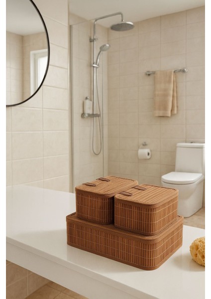 Bambu Kapaklı 3’lü Organizer Set – Mutfak, Banyo, Dolap Düzenleyici, Çok Fonksiyonlu Organizer modelleri