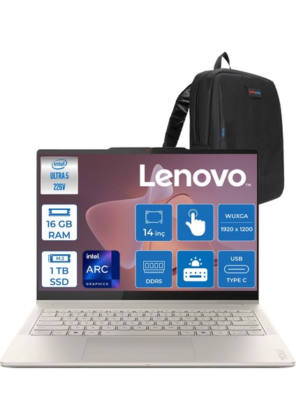 Yoga 7 2-In-1 Intel Core Ultra 5 226V 16GB Ddr5 1tb SSD Intel Arc Graphics 130V 14" Wuxga OLED 600NITS Windows 11 Pro Dokunmatik Taşınabilir Bilgisayar 14ILL1030P02 + Yogapen + Zettaçanta