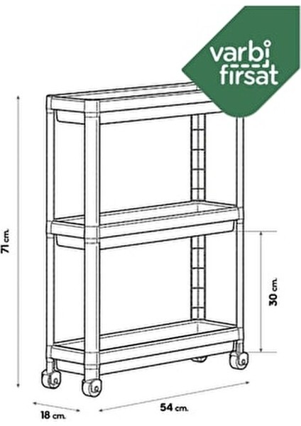 Slim 3 Katlı Tekerlekli Raf Ünitesi modelleri