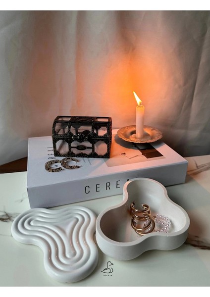 Çizgili Asimetrik Taş Tozu Dekoratif Kutu/mumluk fiyatları