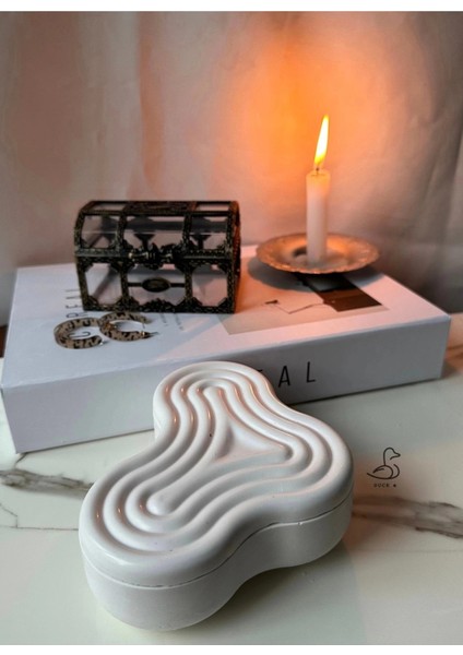 Çizgili Asimetrik Taş Tozu Dekoratif Kutu/mumluk modelleri