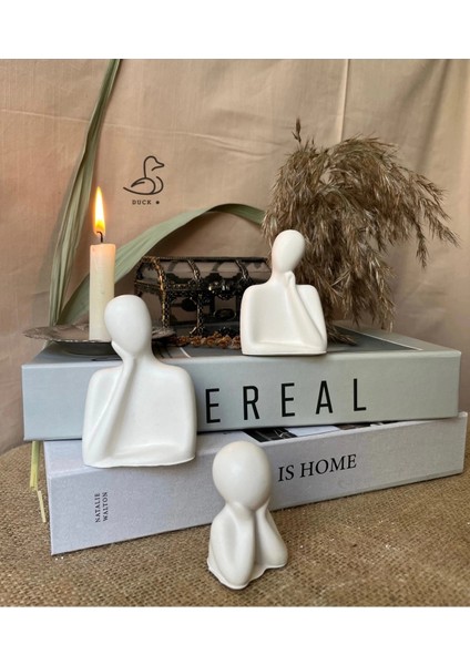 Üçlü Aile Set Taş Tozu Dekoratif Obje Biblo