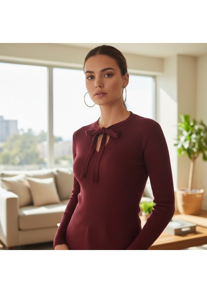 Kadın Triko Fiyonk Yaka Basic Body fiyatları