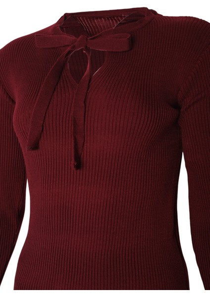 Kadın Triko Fiyonk Yaka Basic Body