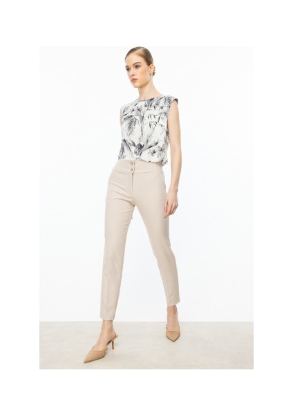 Beli Lastikli Çift Düğmeli Pantolon