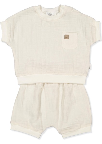 Müslin Şort 2li Takım (Hello) Koyu Ekru