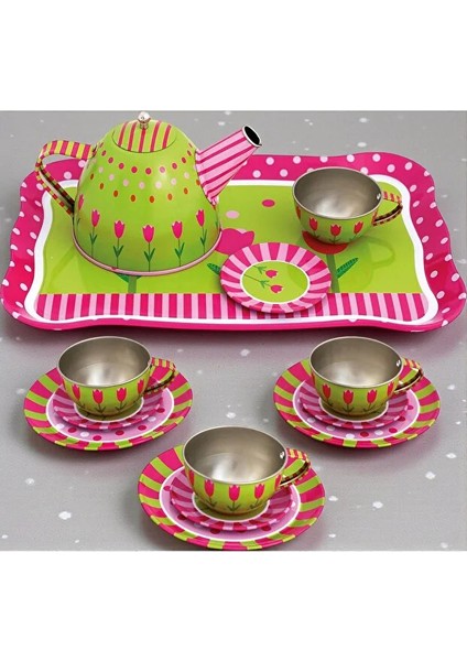 15 Parça Aksesuarlı Metal Çaydanlık Set Metal Kaliteli Tepsili Aksesuarlı Çaydanlık Çay Fincan Seti modelleri