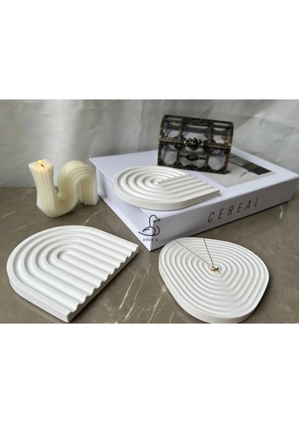 Çizgisel Bardak Altlık Dekoratif Tabak 3’lü fiyatları