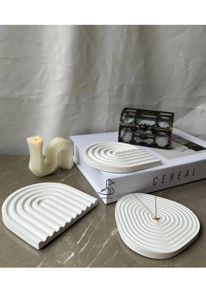 Çizgisel Bardak Altlık Dekoratif Tabak 3’lü fırsatları