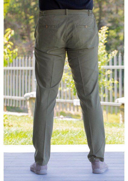 Flamlı Pamuk Düğmeli Erkek Yazlık Pantolon Haki Hk fiyatları