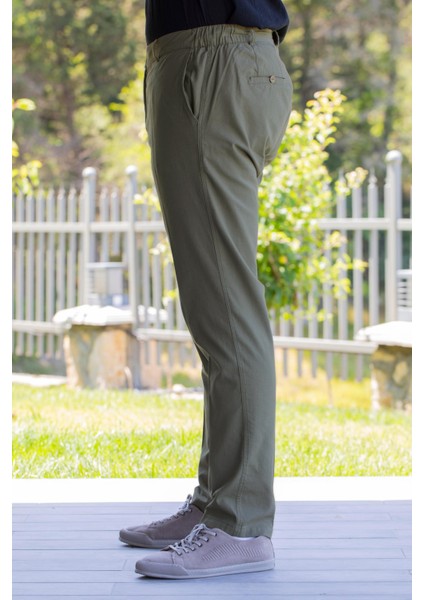 Flamlı Pamuk Düğmeli Erkek Yazlık Pantolon Haki Hk modelleri