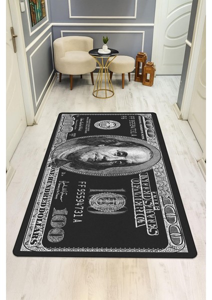 Modern Dolar Desen Dijital Baskı Kaymaz Taban Halı H0169