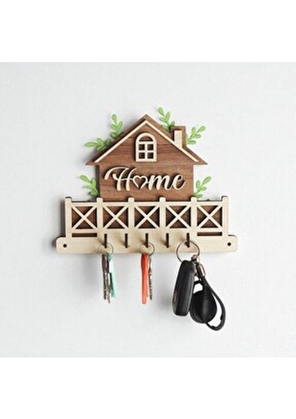Dekoratif Ahşap Anahtar Askılığı | Ev Şeklinde Tasarım | 22X17CM Duvar Tipi Anahtarlık modelleri
