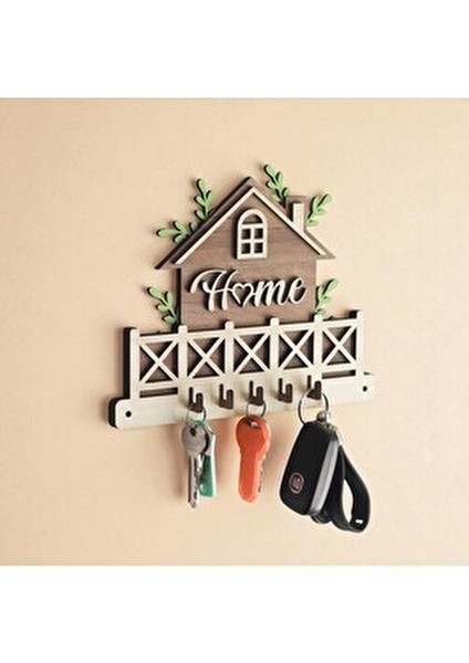 Dekoratif Ahşap Anahtar Askılığı | Ev Şeklinde Tasarım | 22X17CM Duvar Tipi Anahtarlık fırsatları