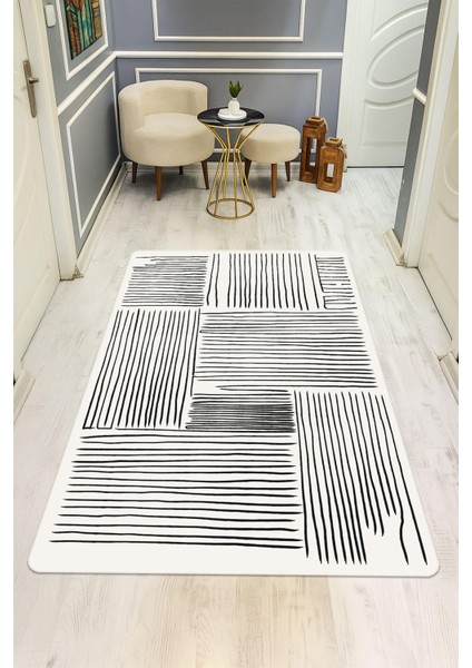 Modern Desenli Dijital Baskı Kaymaz Taban Halı H1086