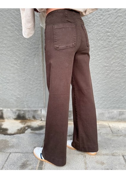 Ön Cep Detaylı Likralı Palazzo Pantolon fırsatları