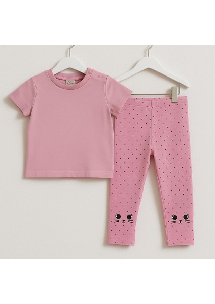 Basic Pembe Kız Bebek Tayt Takım