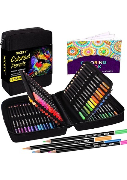 Profesyonel Çantalı Kuru Boya Kalem Seti 76'lı Tüm Renkler - Eskiz Kalem ve Çizim Kalemleri Seti